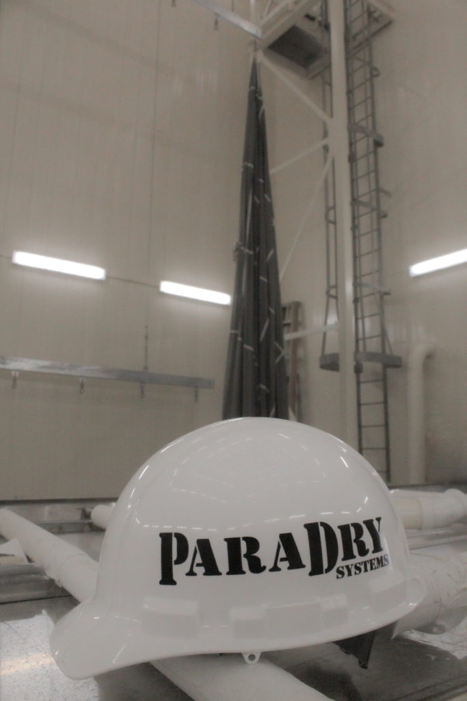 White hard hat with ParaDry logo.